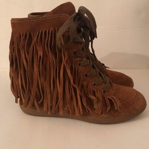 Aldo Wedge Fringe Suede Sneaker